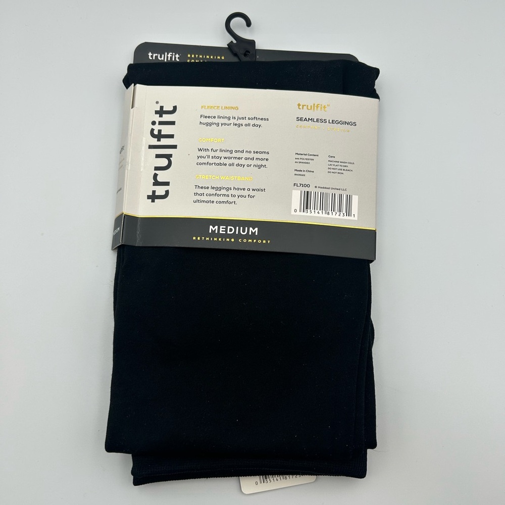 *New* Tru|Fit Black Seamless Leggings Fleece Lining Size M - Picture 2 of 4